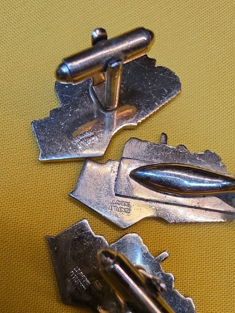 Vintage LEAVENS J.I. Case 800 Bulldozer ▪︎ Cufflinks & Tie Clip Set ▪︎ Gold Tone